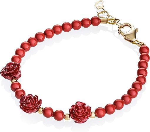 Amazon.com: 14K Gold-Filled Toddler Girl Beaded Bracelet - with 14KT Gold-Filled Beads, Red European Simulated Pearls and Red Rose Flowers - Perfect for Birthday Gifts, Toddler Girl Gifts, Flower Girl Gifts: Clothing, Shoes & Jewelry