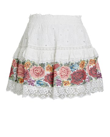 LoveShackFancy Shawna Embroidered Mini Skirt | INTERMIX®