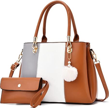 Amazon.com: Women Handbags Large Tote Shoulder Bag Crossbody Bag for Women Color Stitching Top Handle Satchel Hobo 2pcs Purse Set Khaki : Clothing, Shoes & Jewelry