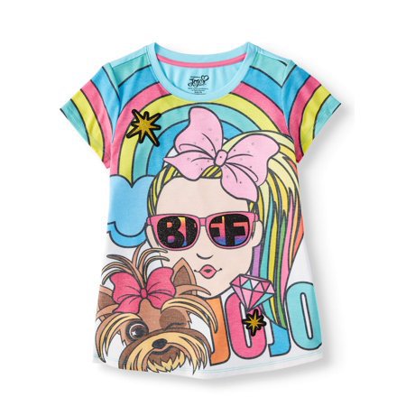JoJo Siwa - Nickelodeon JoJo Siwa and BowBow Girls Glitter Graphic T-Shirt, Sizes 4-16 - Walmart.com - Walmart.com