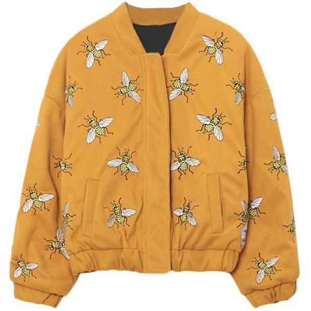 yellow bees embroidered jacket