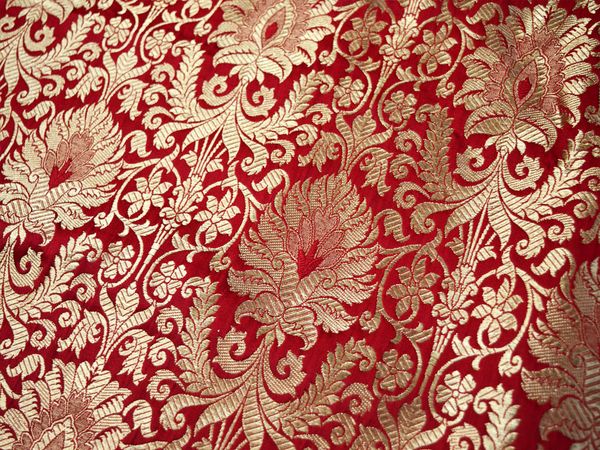 red and gold indian fabric