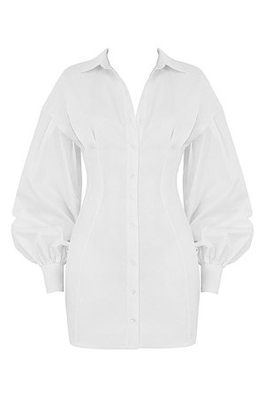 'Loyalty' White Fitted Shirt Dress - Mistress Rock