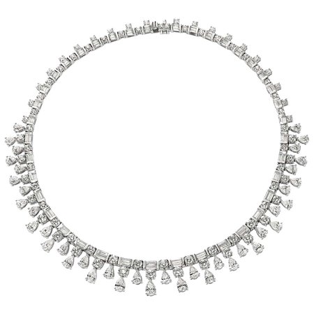 36.28 Carat Diamond Fringe Necklace in Platinum For Sale at 1stDibs