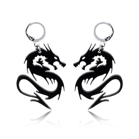 ✧DRAGOON BLACK✧ dragon edgy rare y2k nostalgic 2000s accessory outfits shop alternative rave animecore earrings – noxexit