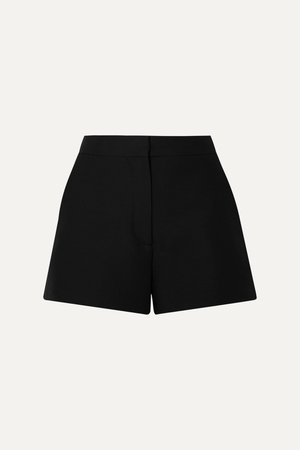 Black Wool and silk-blend crepe shorts | Valentino | NET-A-PORTER