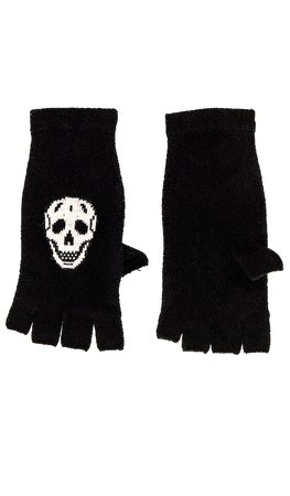 360CASHMERE Skull Cashmere Gloves in Black & Chalk | REVOLVE