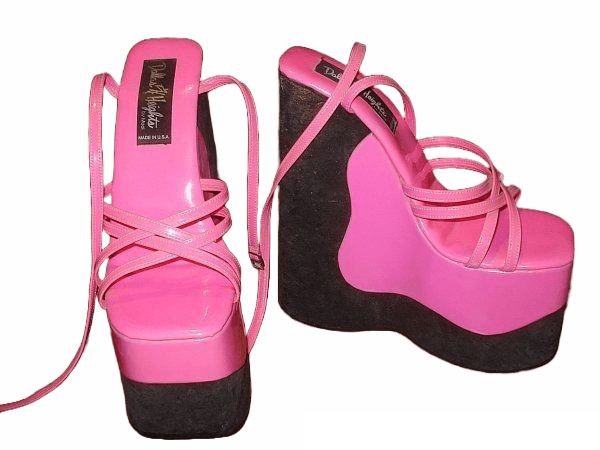 platform high heels pink black y2k