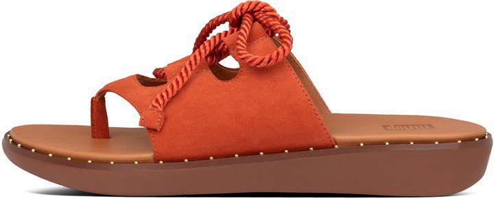 Felicity Lace-Up Suede Toe-Post Sandals