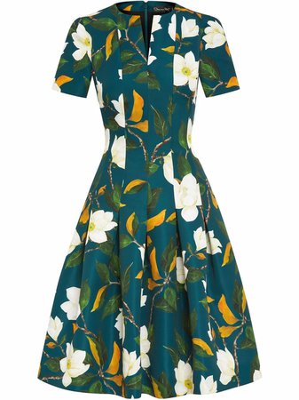 Oscar De La Renta floral-print Pleated Dress - Farfetch