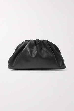 The Pouch Small Gathered Leather Clutch - Black