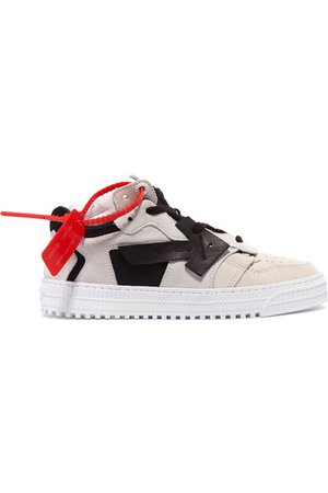 Off-White | Suede and leather low-top sneakers | NET-A-PORTER.COM