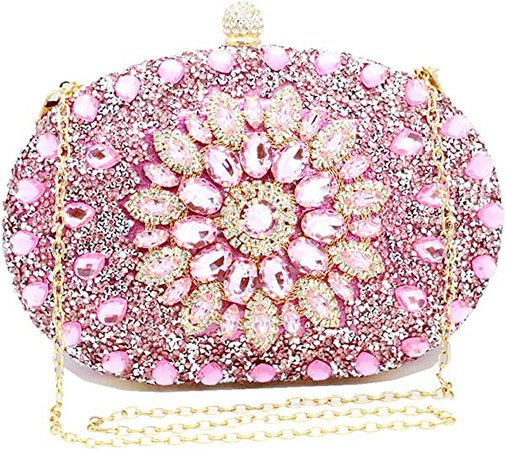 Hot Pink Purse Party Beaded Clutch for Women Wedding Rhinestone Crystal Evening Bag Flower Handbag (Pink): Handbags: Amazon.com