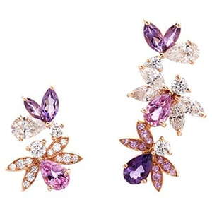Anyallerie 'Bumble Bee' Diamond Gemstone 18k Rose Gold Mismatched Earrings