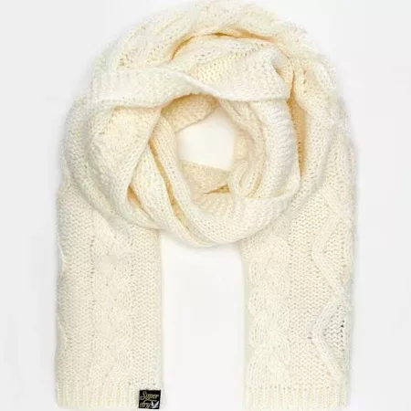 Superdry Women's Arizona Cable Scarf Cream Size: 1SIZE