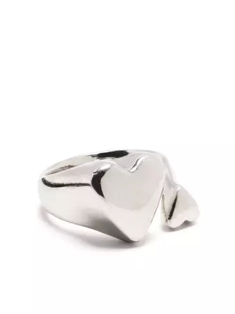 AMI Paris double-heart sterling-silver Ring - Farfetch