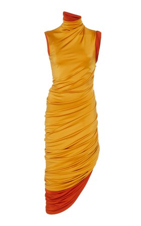 Ruched Asymmetric Stretch-Jersey Dress by MONSE | Moda Operandi