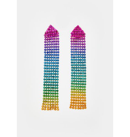 Rainbow Rhinestone Drop Earrings | Dolls Kill