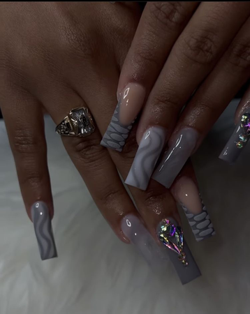 Grey designer nails
