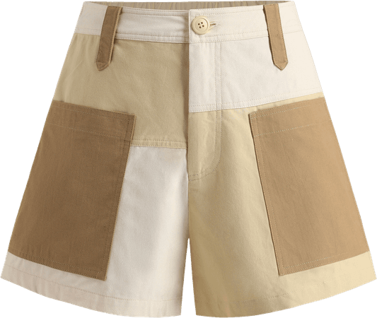 cider patchwork denim shorts