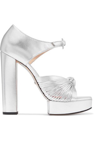 Gucci | Crawford knotted metallic leather platform sandals | NET-A-PORTER.COM