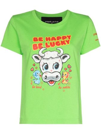 Marc Jacobs x Magda Archer Be Happy Be Lucky Cotton T-shirt - Farfetch