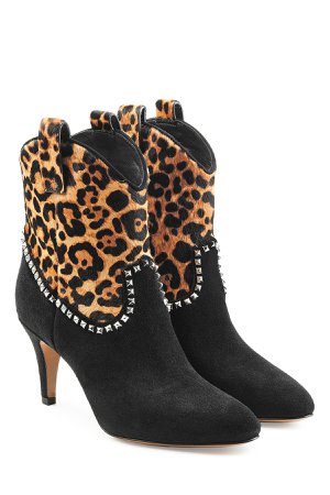 Embellished Suede Ankle Boots with Printed Pony Hair Gr. IT 41