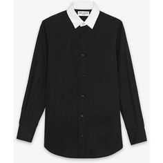 Saint Laurent Contrasting Paris Collar Shirt In Black And White Cotton