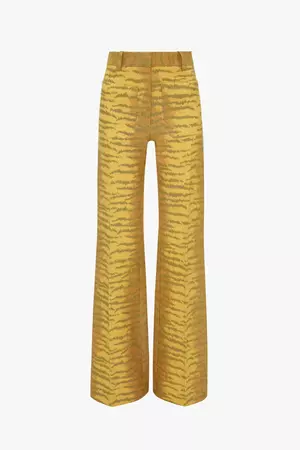 Alina Trouser In Yellow-Maple Tiger Print – Victoria Beckham US