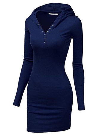 Doublju Womens Long Sleeve Henley Neck Basic Hoodie Dress Burgundy Large at Amazon Women’s Clothing store