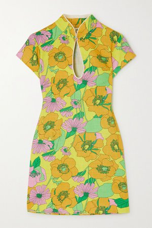 Yellow Lolita floral-print cotton mini dress | RIXO | NET-A-PORTER