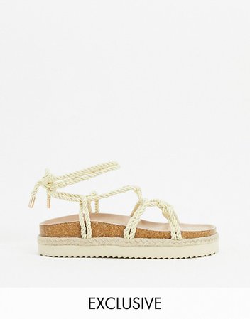 South Beach rope footbed sandals in natural | ASOS