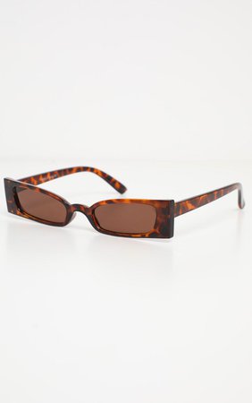 Tortoiseshell Squashed Flat Rectangle Sunglasses | PrettyLittleThing USA