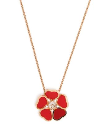 Chopard 18kt Rose Gold Happy Hearts Flower Diamond Pendant Necklace - Farfetch