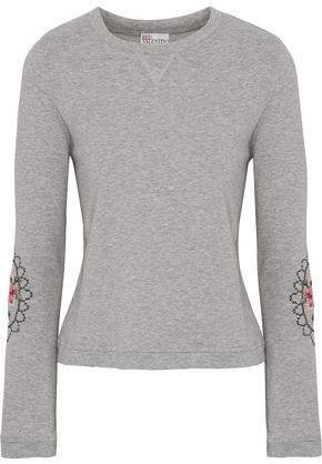 Embroidered Melange Cotton-terry Sweatshirt