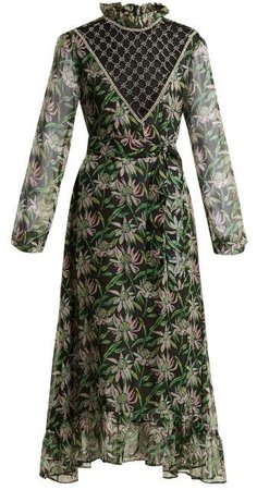 Dodo Bar Or - Angelina Crystal Embellished Floral Print Dress - Womens - Black Multi