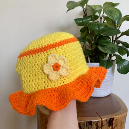 orange blossom crochet hat