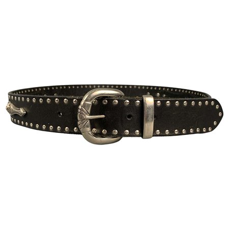 Vintage VERSUS by GIANNI VERSACE Black Studded Leather Belt