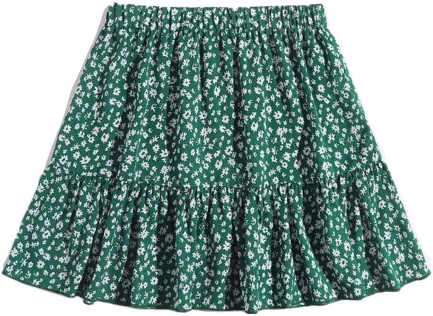 green flower skirt