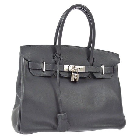 Hermes Birkin 30 Slate Gray Leather Silver Top Handle Satchel Tote Bag For Sale at 1stdibs