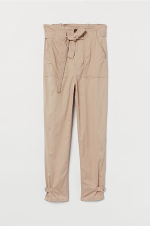 Tie-belt Pants - Light beige - Ladies | H&M US