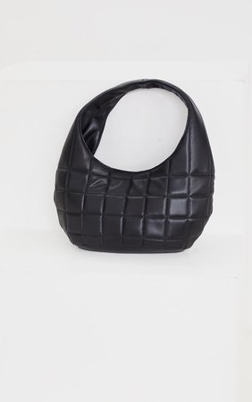 Black Quilted Rounded Shoulder Bag | PrettyLittleThing USA
