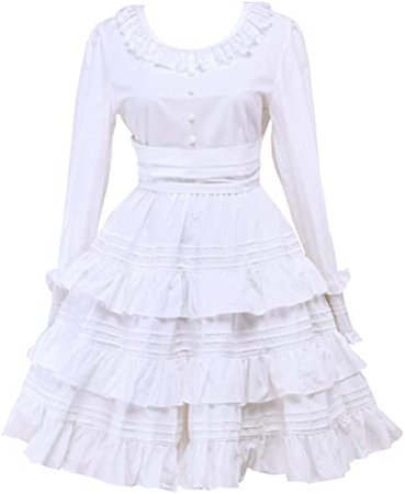 Amazon.com: antaina Branco Algodão de renda com babados Sweet Classic vitoriana Lolita Cosplay vestido: Clothing