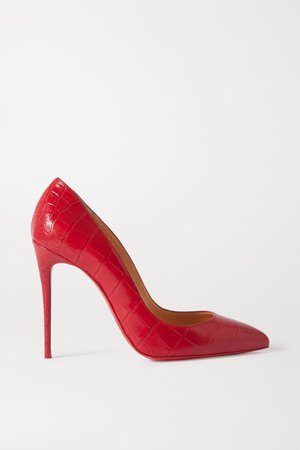 Red Pigalle Follies 100 croc-effect leather pumps | Christian Louboutin | NET-A-PORTER