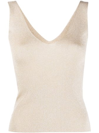 Roberto Collina Metallized Knitted Tank Top C13014 Gold | Farfetch
