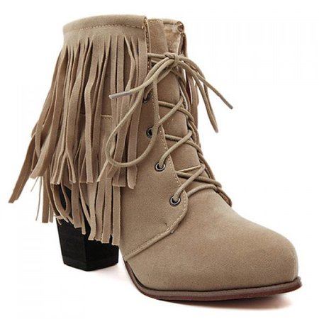 Wholesale Stylish Fringe And Lace-Up Design Short Boots For Women 36 Apricot Online. Cheap Casual Maxi Dress For Women And Club Dress For Women on Rosewholesale.com