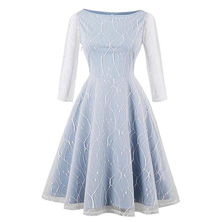 Yotown Women's 1950's Elegant Lace Dress Long Sleeves Elegant Cocktail Evening Dress Knee-Length Formal Party Dress, S-4XL(L) at Amazon Women’s Clothing store: