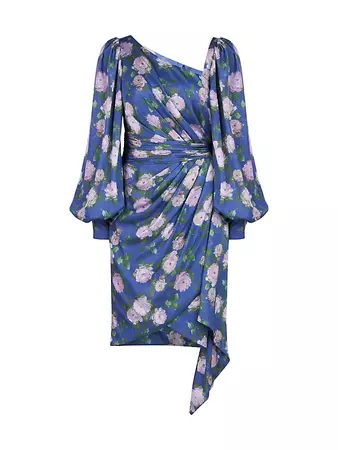 Shop Theia Claudia Draped Bishop-Sleeve Dress | Saks Fifth Avenue
