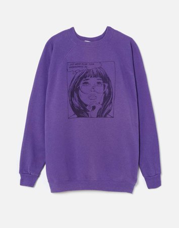 REDONE x Upcycled | Upcycled "I Just want Pizza" Sweatshirt in Purple – RE/DONE