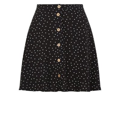 Black Spot Button Up Mini Skirt | New Look